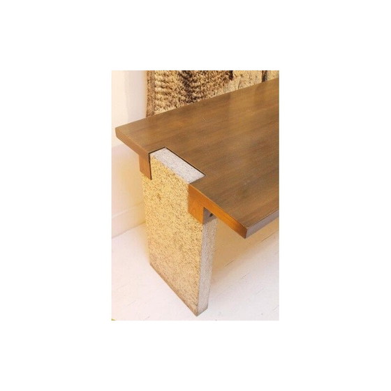Image 1 of Console vintage Valmarana en pierre et bois par Carlo Scarpa pour Simon Italie 1972s