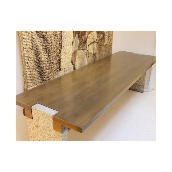 Image 1 of Console vintage Valmarana en pierre et bois par Carlo Scarpa pour Simon Italie 1972s