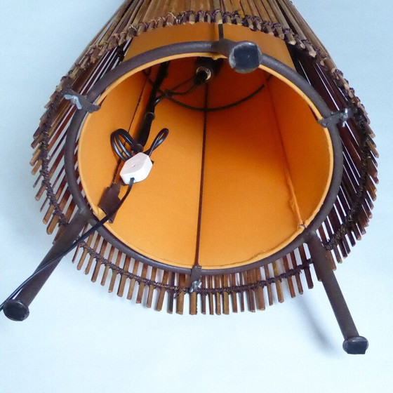 Image 1 of Lampadaire vintage Kobe en lamelles de bambou
