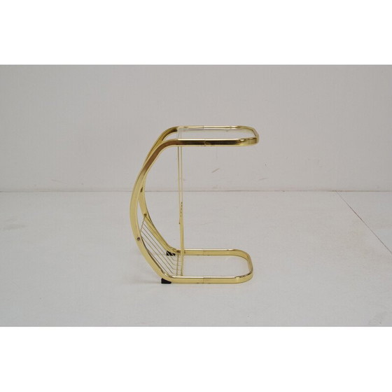 Image 1 of Table d'appoint vintage en verre et laiton, Allemagne 1990