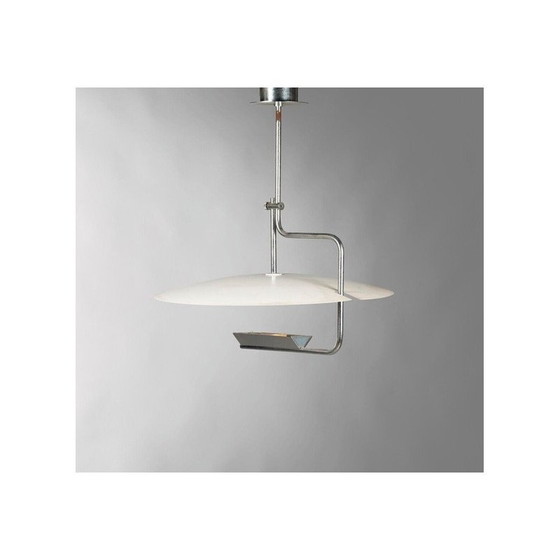Image 1 of Paire de lampes suspendues 20575 en métal laqué et acier inoxydable par Sabine Charoy, années 1980
