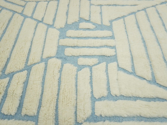 Image 1 of Tapis berbère - 251 Cm X 154 Cm - Laine blanche et bleue