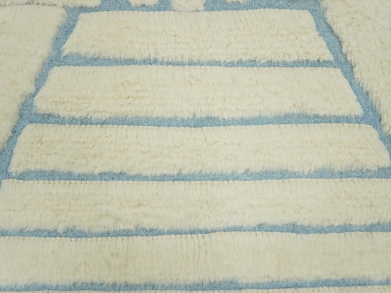 Image 1 of Tapis berbère - 251 Cm X 154 Cm - Laine blanche et bleue