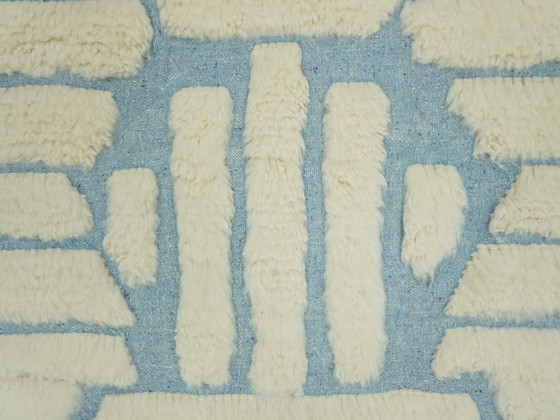 Image 1 of Tapis berbère - 251 Cm X 154 Cm - Laine blanche et bleue