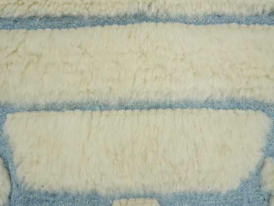 Image 1 of Tapis berbère - 251 Cm X 154 Cm - Laine blanche et bleue