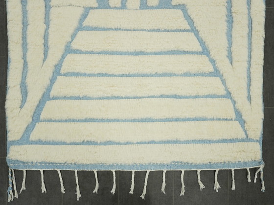 Image 1 of Tapis berbère - 251 Cm X 154 Cm - Laine blanche et bleue