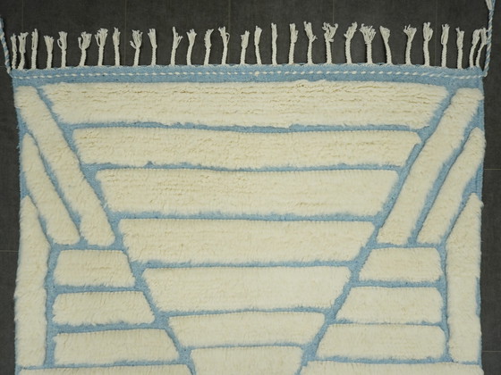 Image 1 of Tapis berbère - 251 Cm X 154 Cm - Laine blanche et bleue