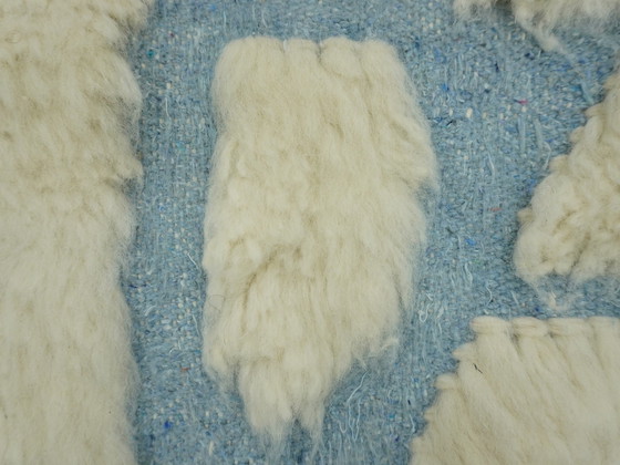 Image 1 of Tapis berbère - 251 Cm X 154 Cm - Laine blanche et bleue