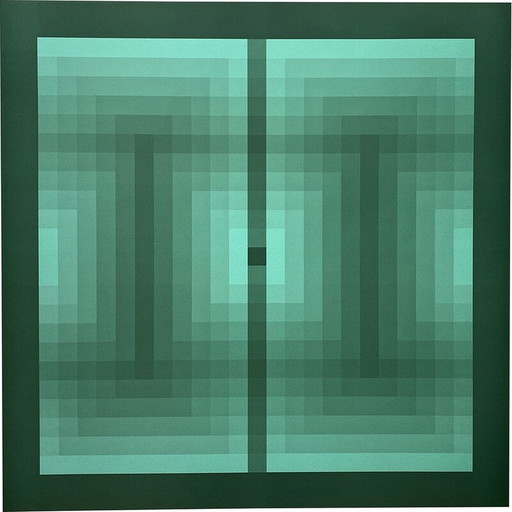 Lithographie vintage "hommage à Vasarely" de Jim Bird, 1970