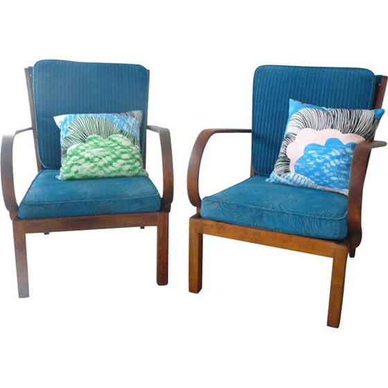 Image 1 of Paire de fauteuils vintage en acajou de Knoll Antimott, 1950