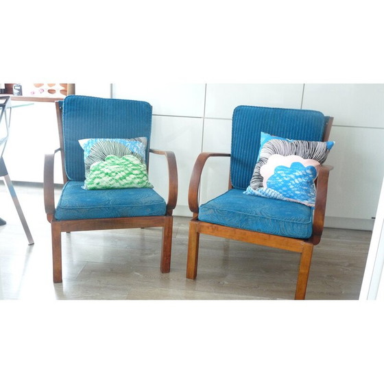 Image 1 of Paire de fauteuils vintage en acajou de Knoll Antimott, 1950
