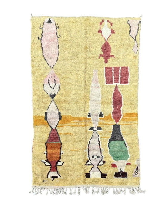 Image 1 of Sun- Tapis marocain en laine jaune