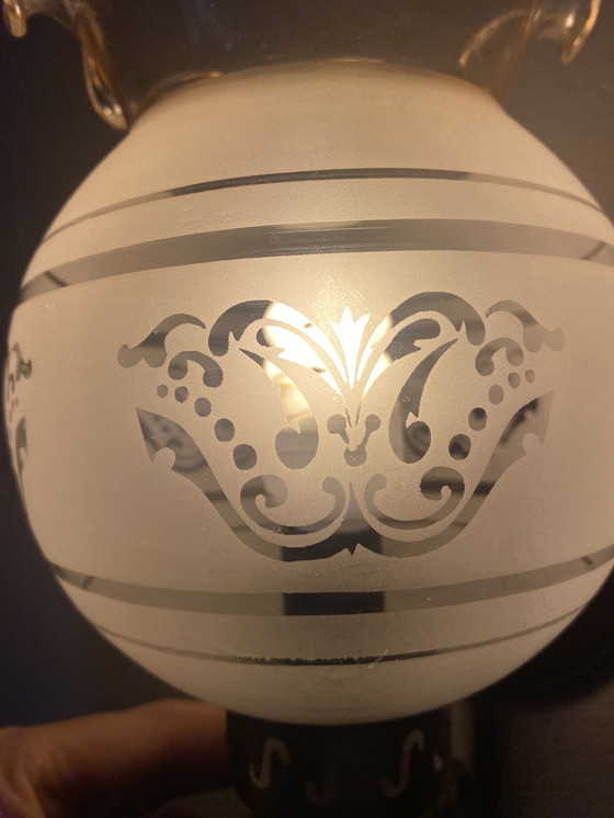 Image 1 of Lampe murale vintage en bois et laiton