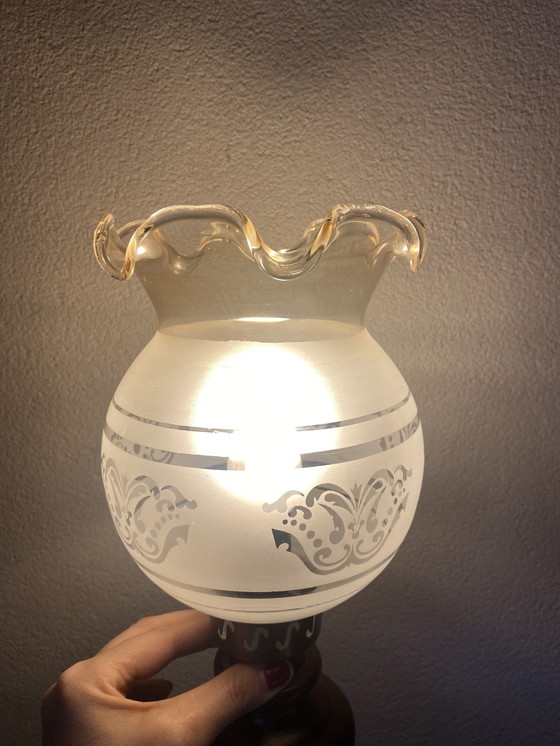 Image 1 of Lampe murale vintage en bois et laiton