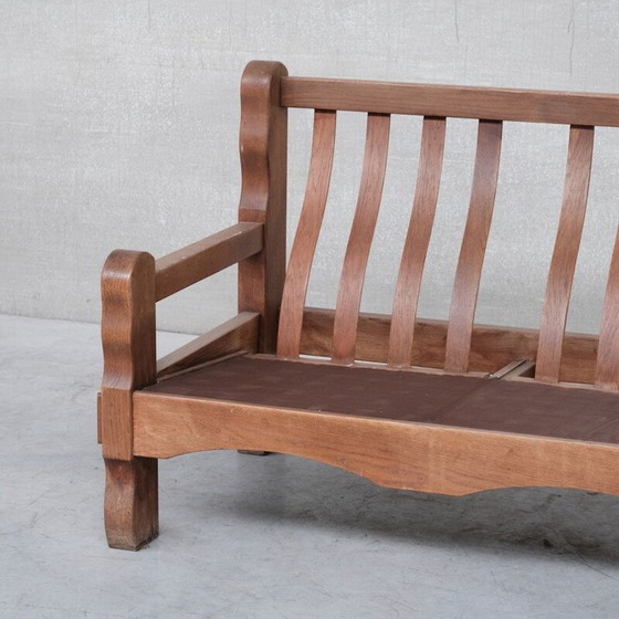 Image 1 of Ensemble de salon brutaliste en bois de chêne du milieu du siècle, Hollande, années 1970.