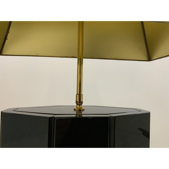 Image 1 of Lampadaire vintage en marbre noir et laiton, 1970