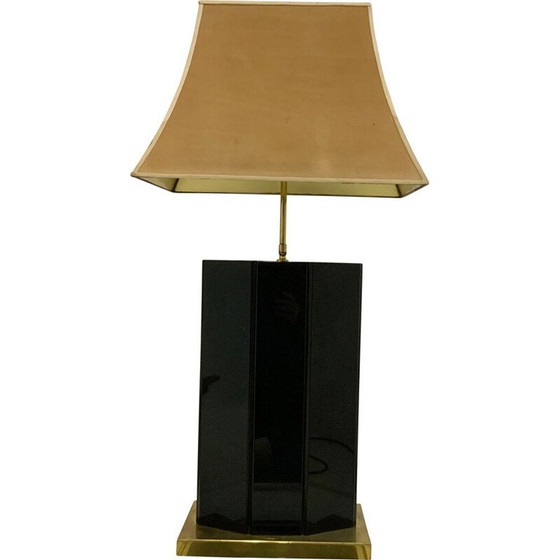 Image 1 of Lampadaire vintage en marbre noir et laiton, 1970