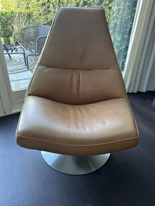 Chaise pivotante en cuir Eijerkamp avec base en acier inoxydable