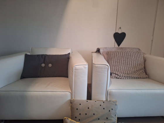 Image 1 of 2X Design On Stock Mr. Blizz, Fauteuils en cuir blanc