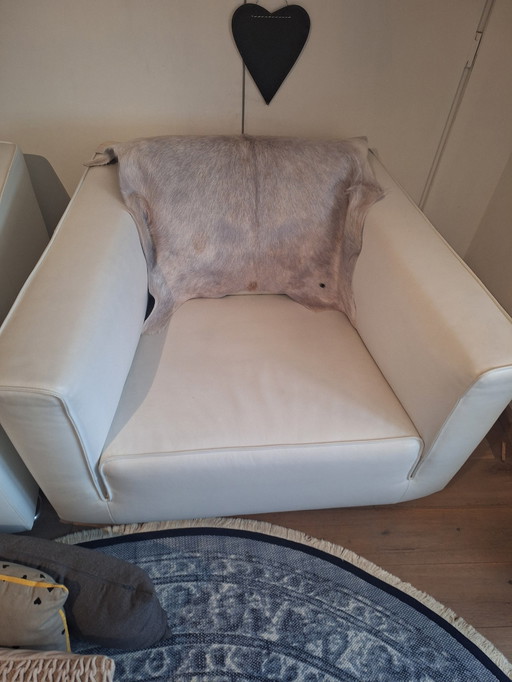 2X Design On Stock Mr. Blizz, Fauteuils en cuir blanc