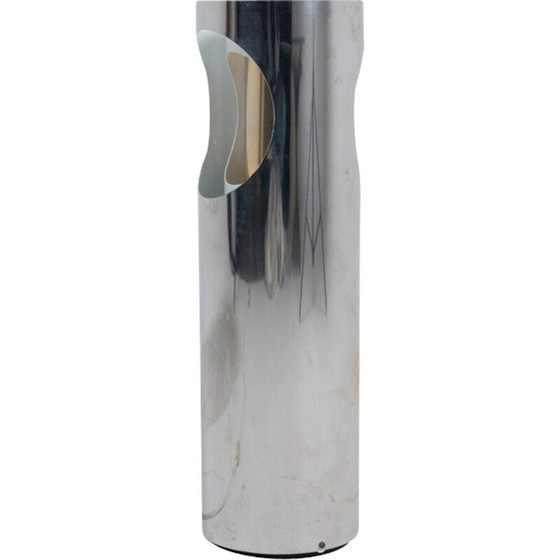Lampe vintage en forme de tube en chrome et laiton doré, 1970