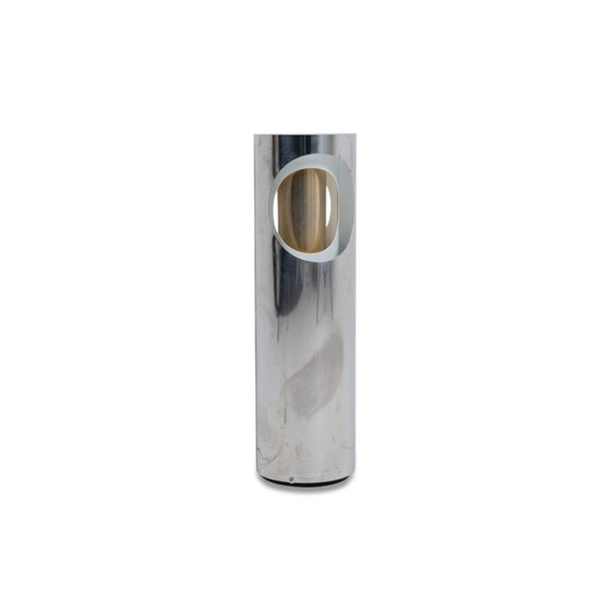 Lampe vintage en forme de tube en chrome et laiton doré, 1970 (photo 2 of 3)