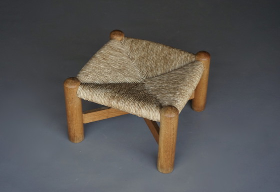 Image 1 of Tabouret en frêne et jonc attribué à Wim Den Boon. 1950S