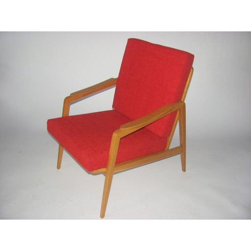 Fauteuil vintage en rouge, Tchécoslovaquie années 1960