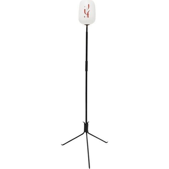 Image 1 of Lampadaire vintage en acier et verre, 1950