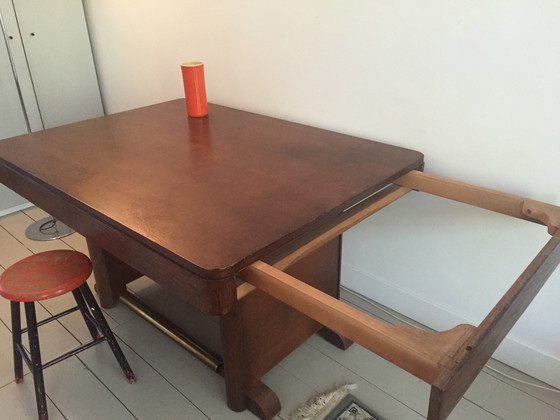Image 1 of Table à manger vintage en bois années 30