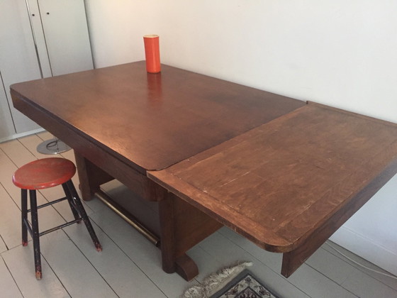 Image 1 of Table à manger vintage en bois années 30
