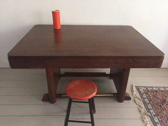 Image 1 of Table à manger vintage en bois années 30