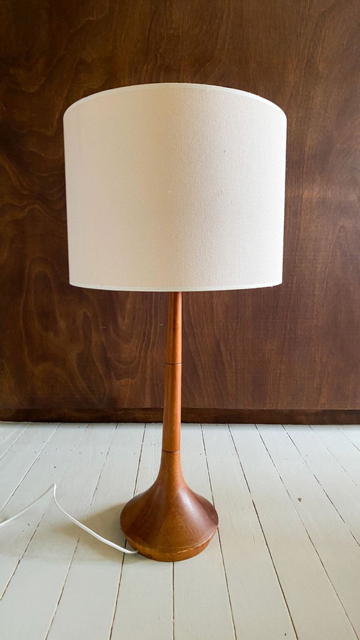 Grande Lampe De Table Vintage En Teck, Éditée Par Kirk, Danemark, Années 60