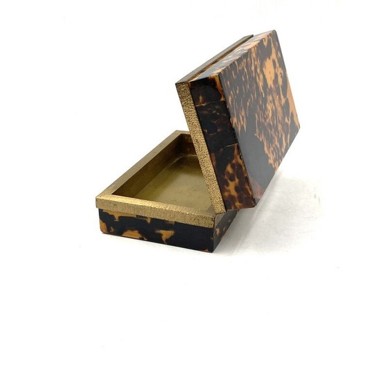 Image 1 of Set de fumeur vintage en bois et laiton, Italie 1970