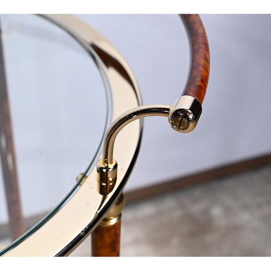 Image 1 of Table roulante vintage en verre et métal doré, 1980