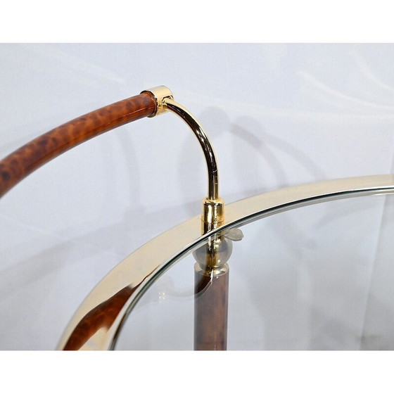 Image 1 of Table roulante vintage en verre et métal doré, 1980