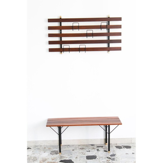 Image 1 of Banc vintage en bois de rose avec étagère, Italie 1970
