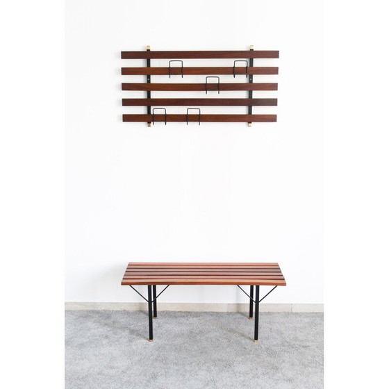 Image 1 of Banc vintage en bois de rose avec étagère, Italie 1970