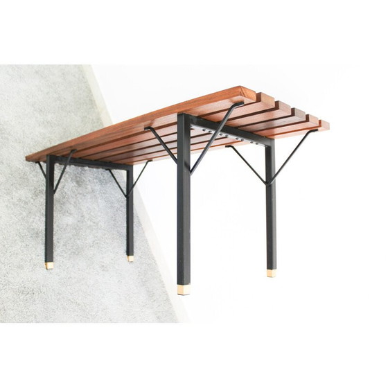 Image 1 of Banc vintage en bois de rose avec étagère, Italie 1970