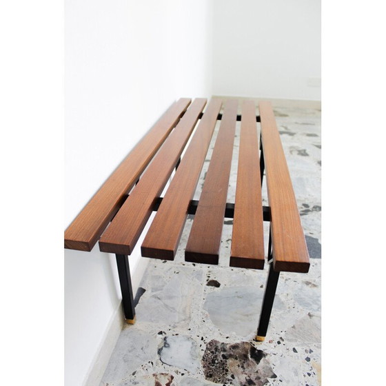 Image 1 of Banc vintage en bois de rose avec étagère, Italie 1970