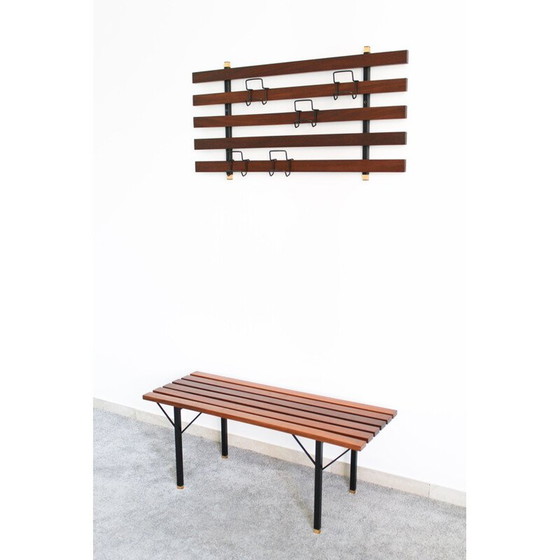 Image 1 of Banc vintage en bois de rose avec étagère, Italie 1970