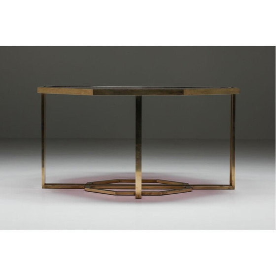 Image 1 of Paire de consoles vintage en verre et laiton par Maison Jansen, 1970