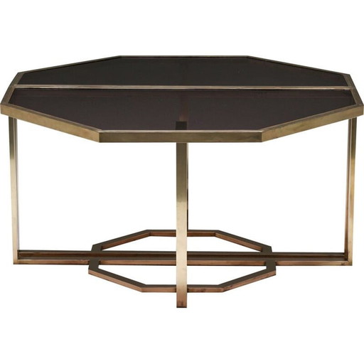 Paire de consoles vintage en verre et laiton par Maison Jansen, 1970