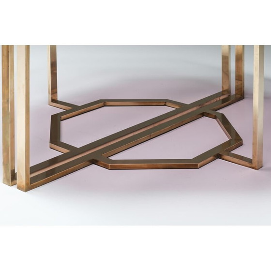 Image 1 of Paire de consoles vintage en verre et laiton par Maison Jansen, 1970