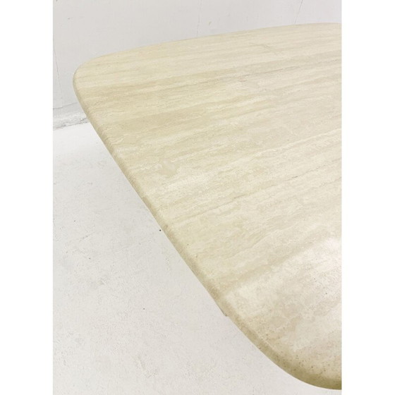 Image 1 of Table basse vintage en travertin boomerang, Italie 1970