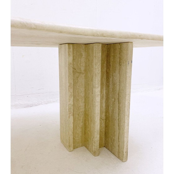Image 1 of Table basse vintage en travertin boomerang, Italie 1970