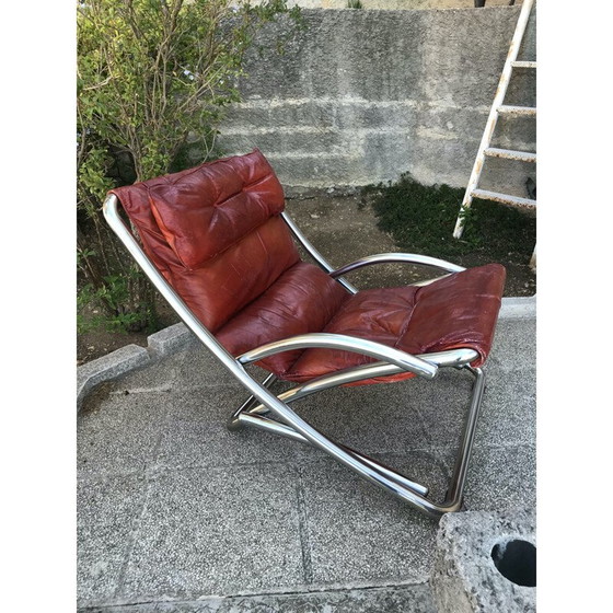 Image 1 of Fauteuil vintage en tubes chromés et cuir, Italie 1970