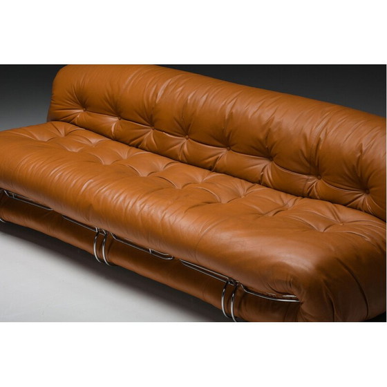 Image 1 of Canapé vintage en cuir cognac "Soriana" par Afra et Tobia Scarpa pour Cassina, 1970