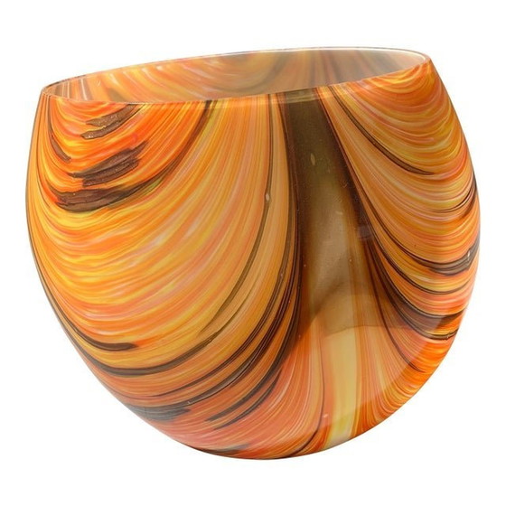 Image 1 of Vase artistique du début du 21e siècle en verre attribué à Murano avec des roseaux colorés