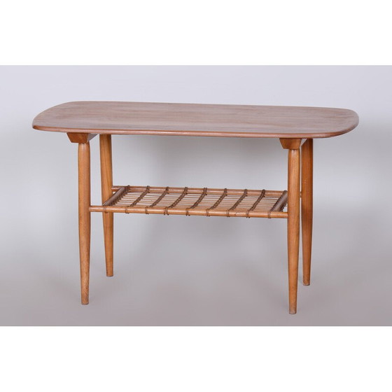 Image 1 of Table basse vintage en cerisier et rotin, années 1950